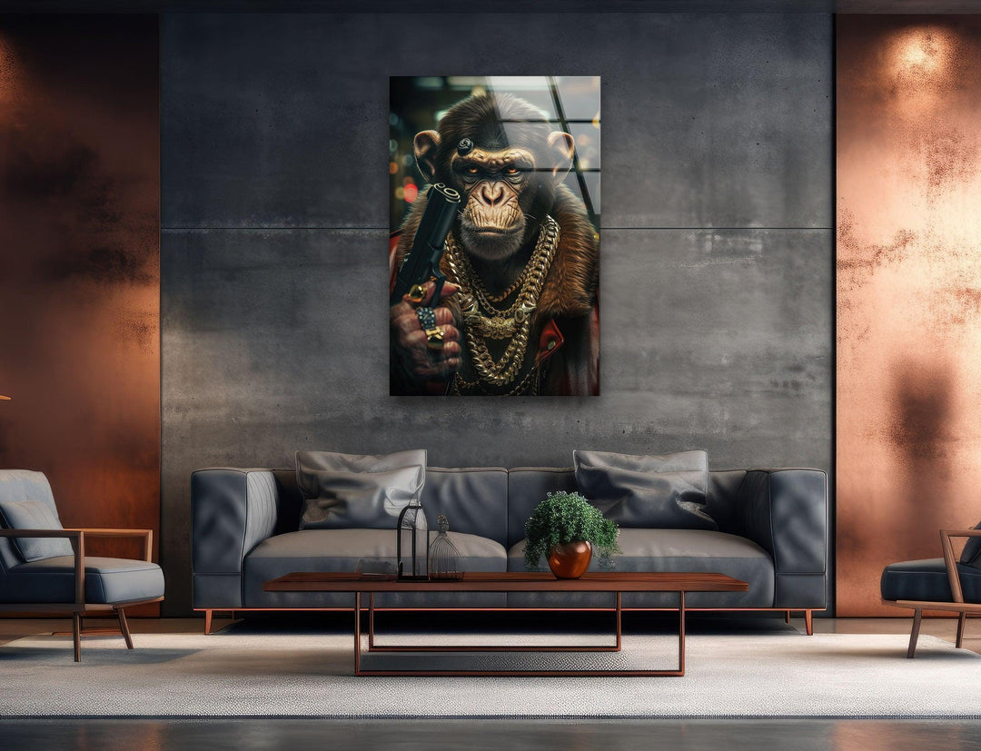 Gangsta Monkey Glass Wall Art - MyPhotoStation