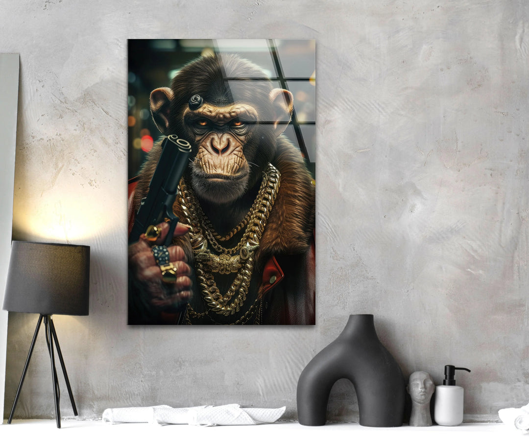 Gangsta Monkey Glass Wall Art - MyPhotoStation