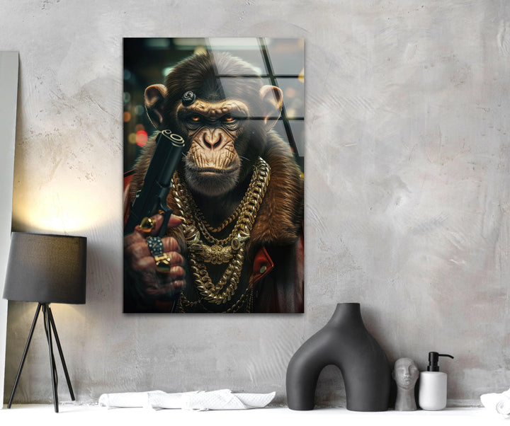 Gangsta Monkey Glass Wall Art - MyPhotoStation
