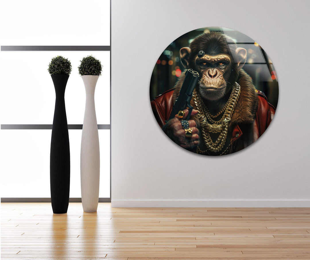 Gangsta Monkey Glass Wall Art - MyPhotoStation