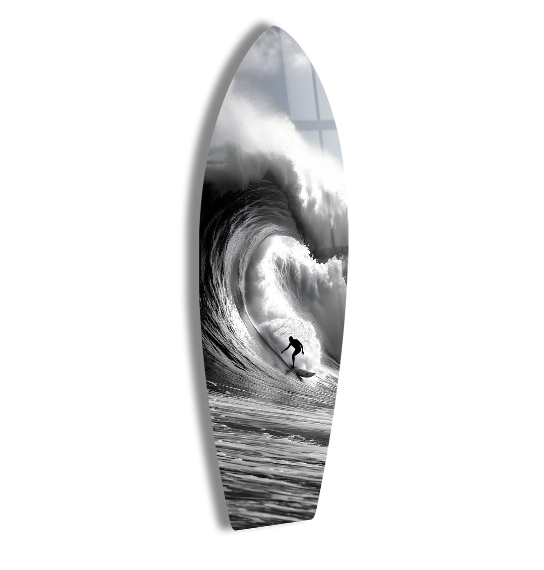Black & White Surfer Surfboard Wall Art - MyPhotoStation