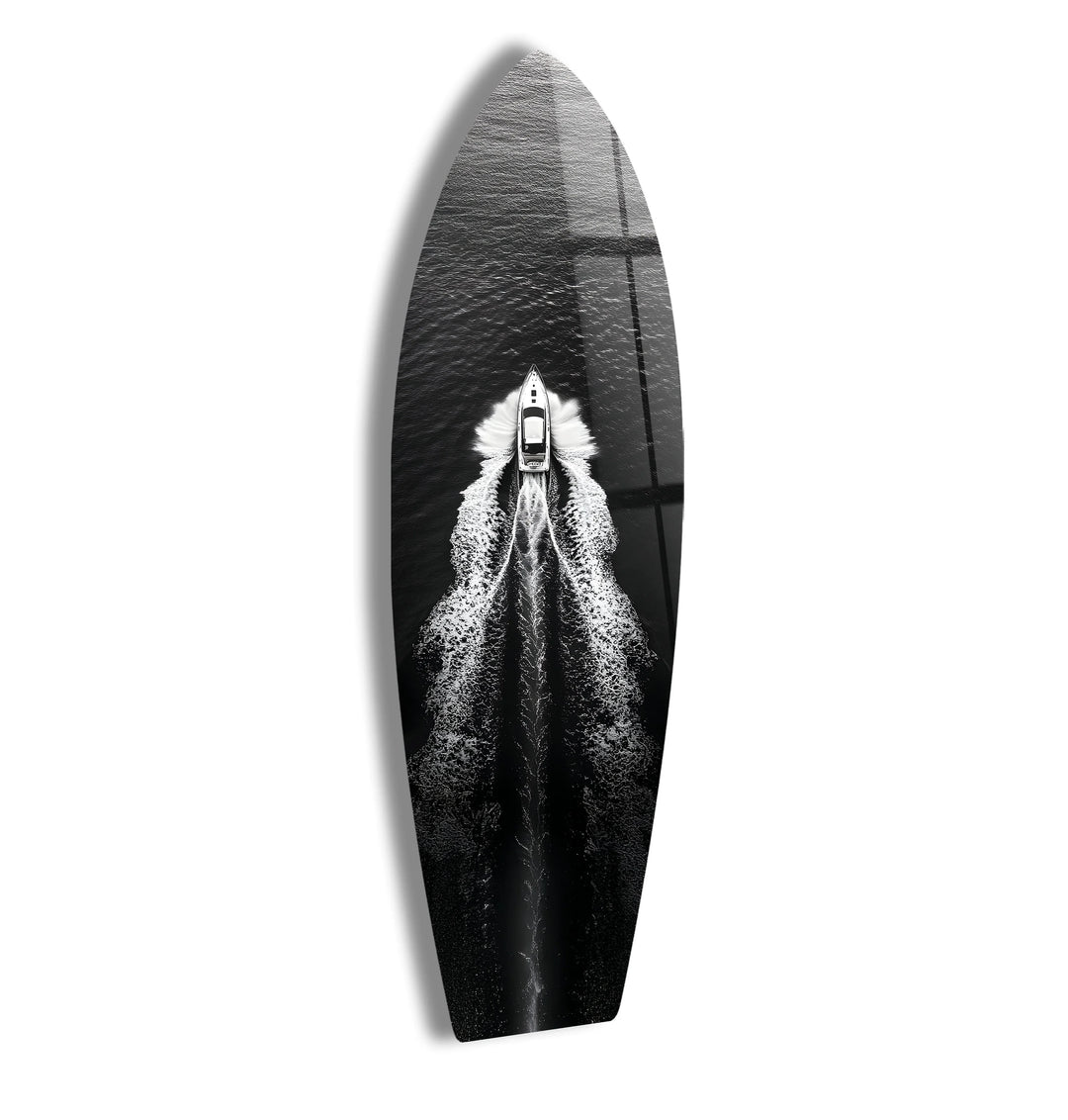Monochrome Yacht Surfboard Wall Art - MyPhotoStation
