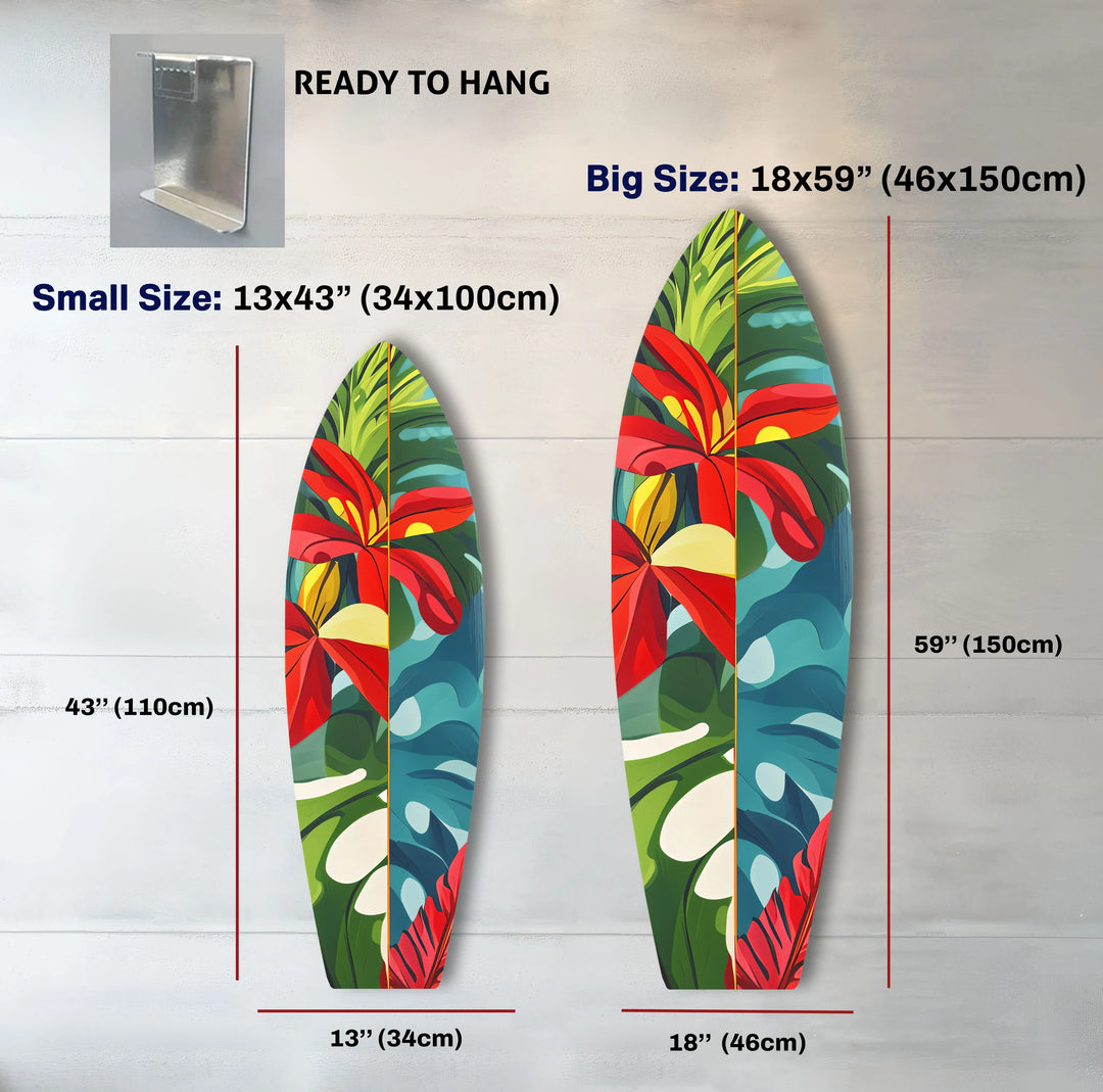Red Flowers Surfboard Wall Art - MyPhotoStation