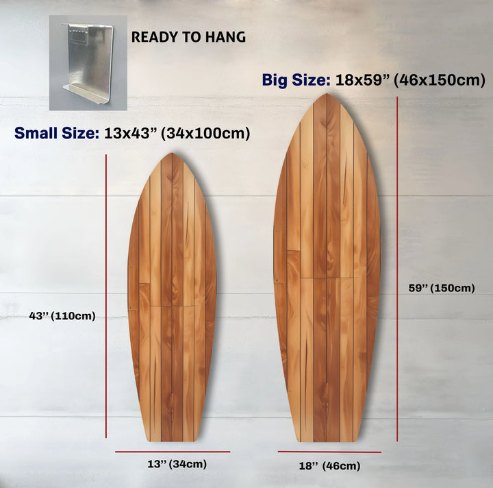 Brown Wood Details Surfboard Wall Art - MyPhotoStation
