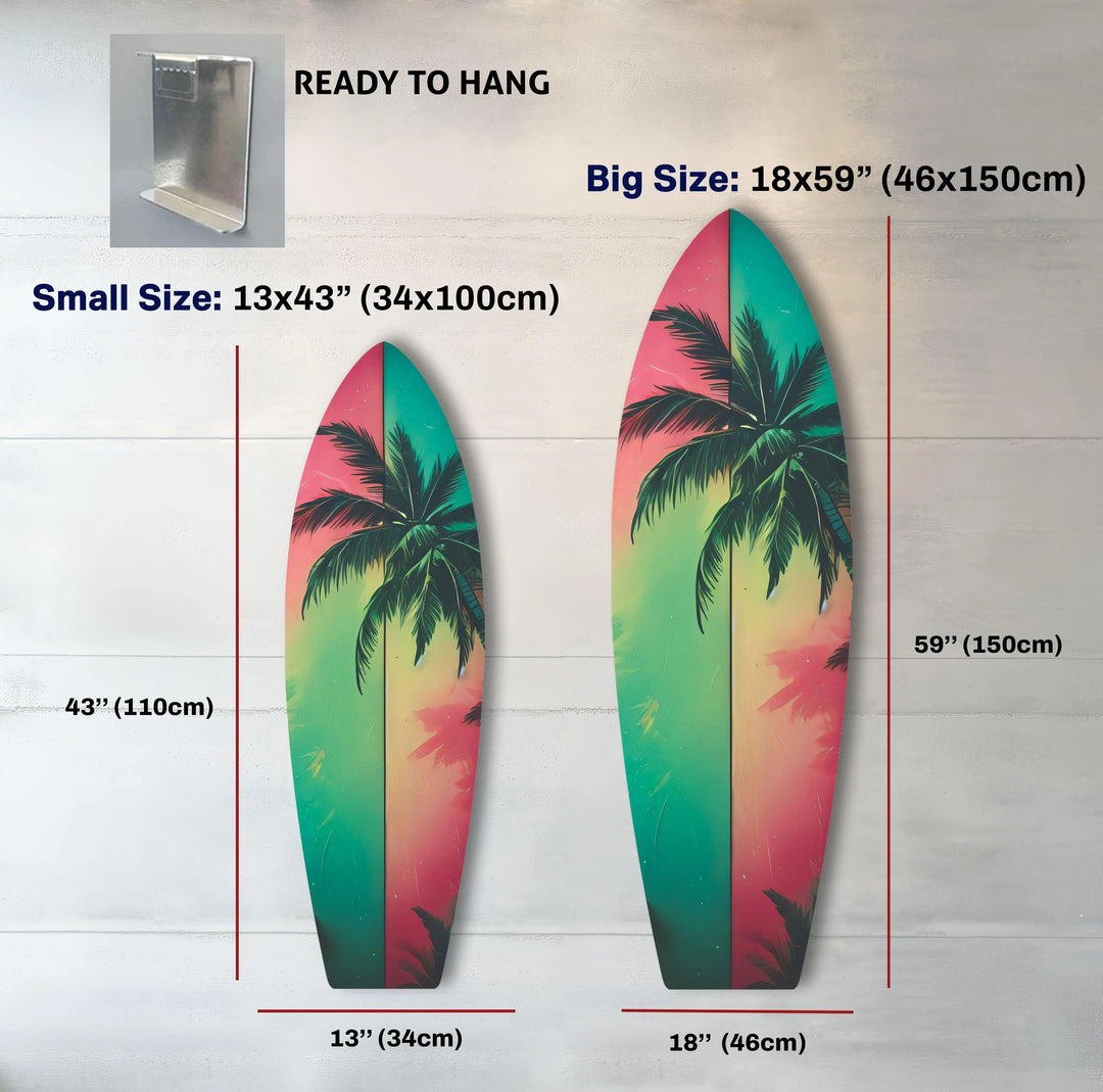 Green & Red Palm Leafs Surfboard Wall Art - MyPhotoStation