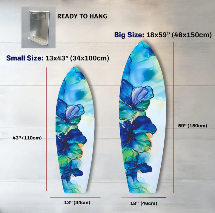 Blue Alcohol Ink Flower Surfboard Wall Art - MyPhotoStation
