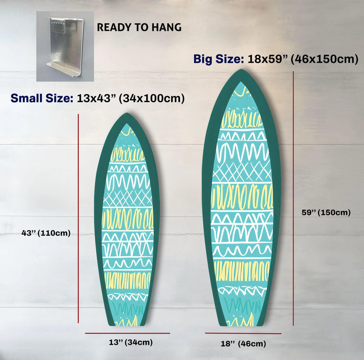 Blue & White Lines Surfboard Wall Art - MyPhotoStation