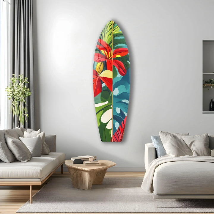 Red Flowers Surfboard Wall Art - MyPhotoStation