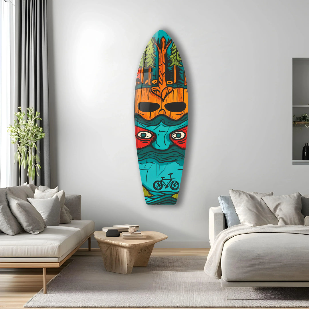Blue Tree Man Surfboard Wall Art - MyPhotoStation