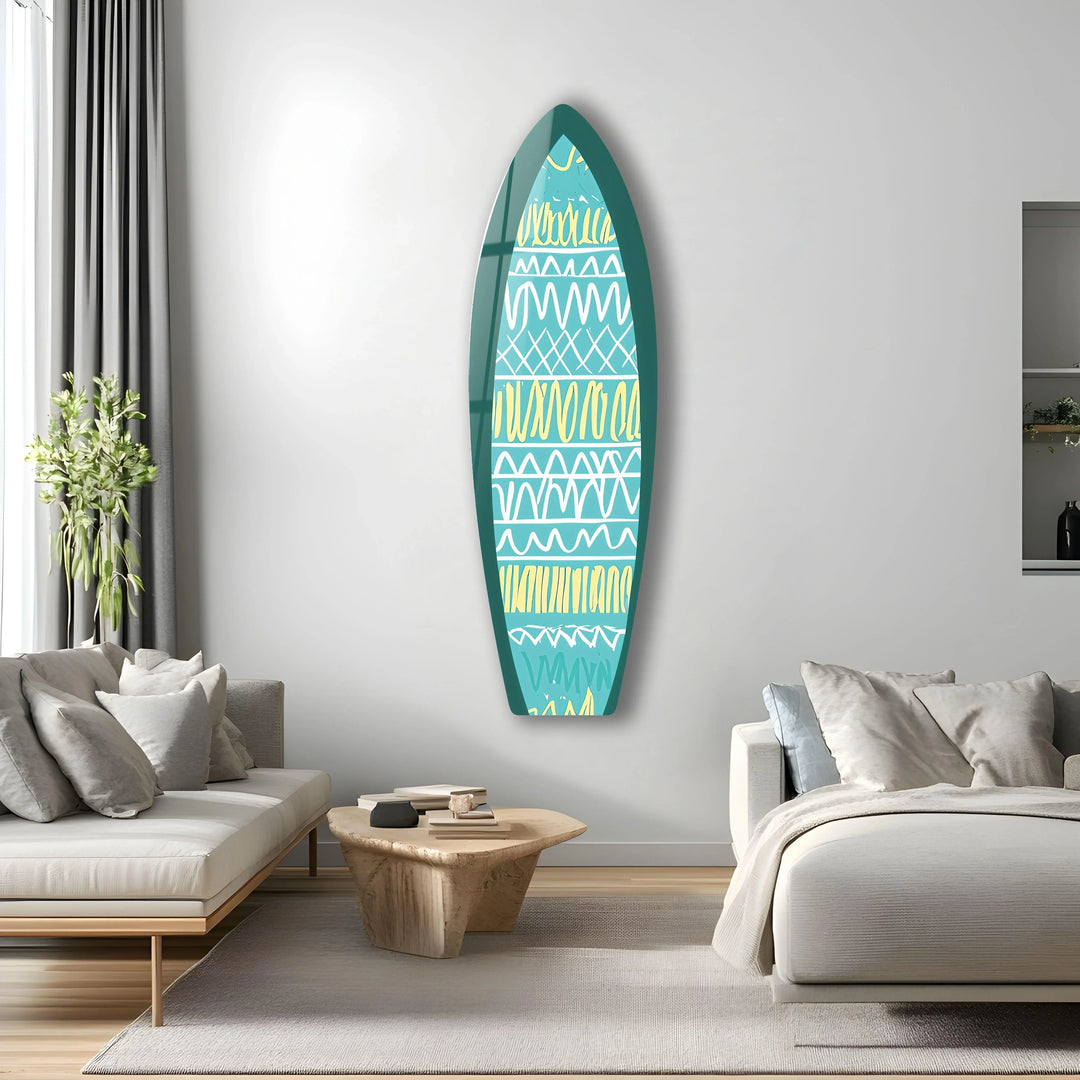 Blue & White Lines Surfboard Wall Art - MyPhotoStation