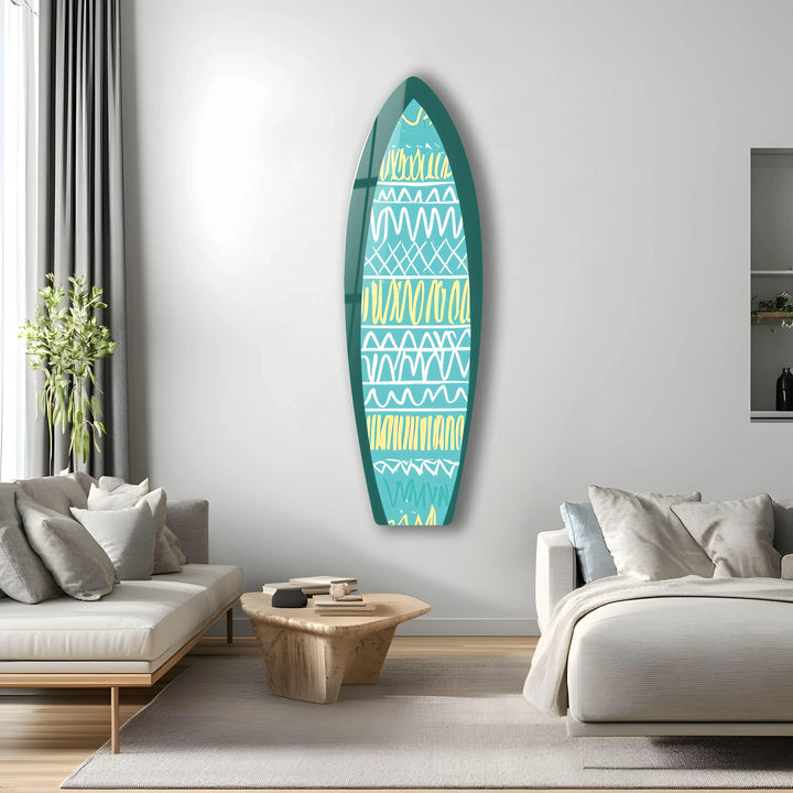 Blue & White Lines Surfboard Wall Art - MyPhotoStation