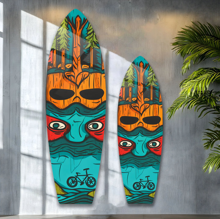 Blue Tree Man Surfboard Wall Art - MyPhotoStation