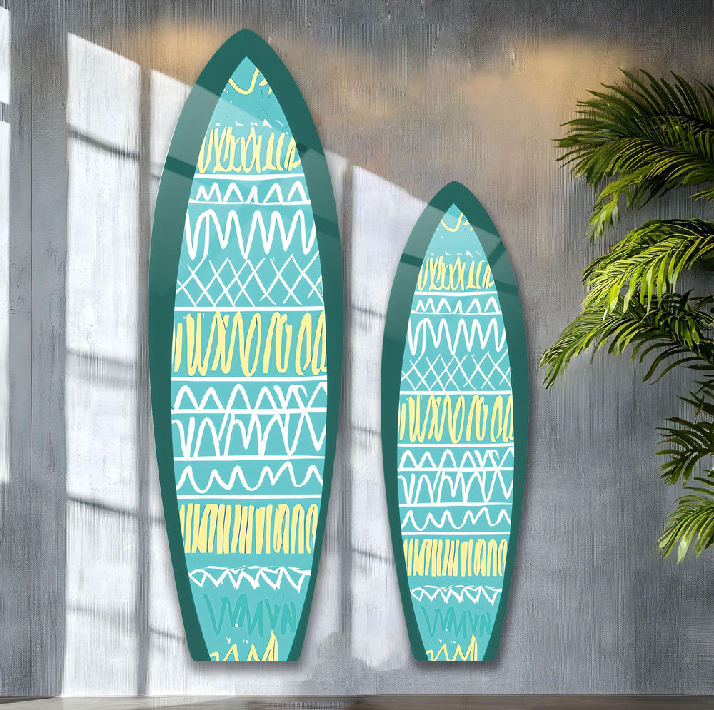 Blue & White Lines Surfboard Wall Art - MyPhotoStation