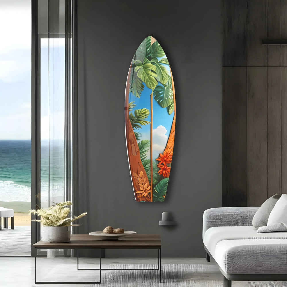 Green Tropical Trees Surfboard Wall Art - MyPhotoStation