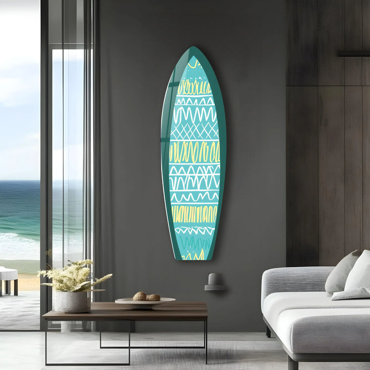 Blue & White Lines Surfboard Wall Art - MyPhotoStation