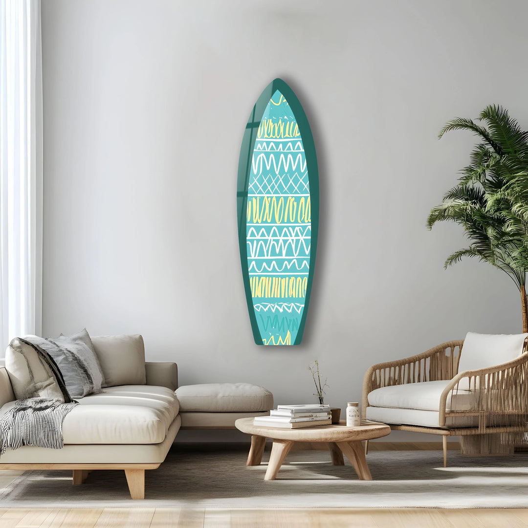 Blue & White Lines Surfboard Wall Art - MyPhotoStation