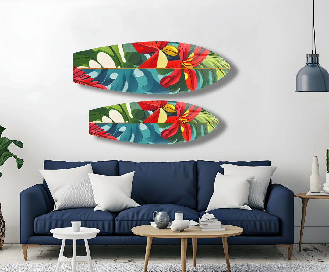 Red Flowers Surfboard Wall Art - MyPhotoStation