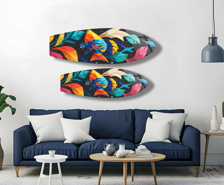 Stained Fishes Surfboard Wall Art - MyPhotoStation
