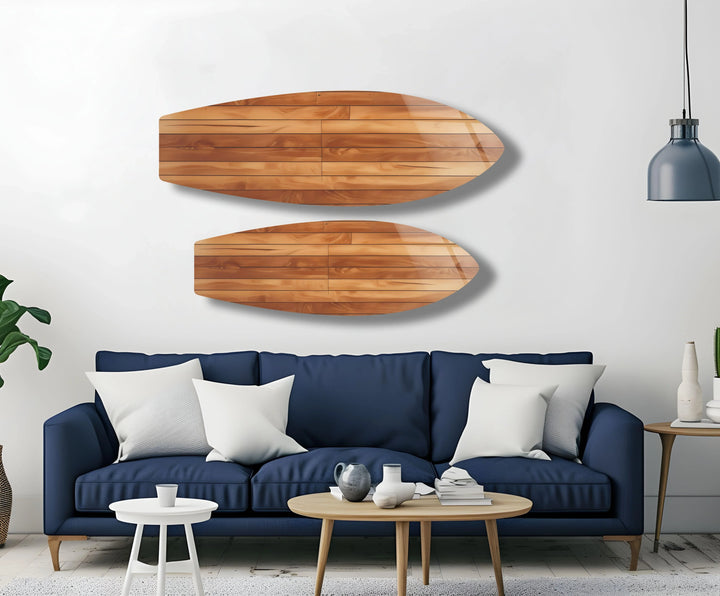 Brown Wood Details Surfboard Wall Art - MyPhotoStation