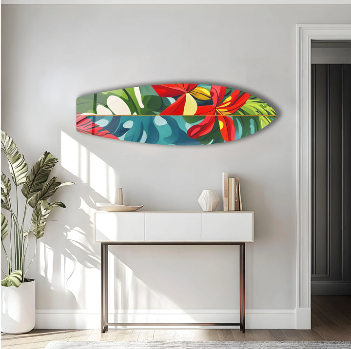 Red Flowers Surfboard Wall Art - MyPhotoStation