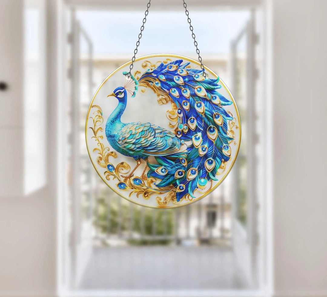 Blue Peacock Suncatcher Decor - MyPhotoStation