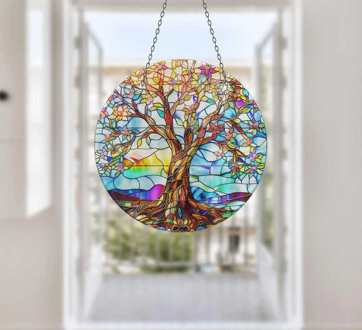 Life of tree Colored Suncatcher Decor Tempered Glass | Myphotostation