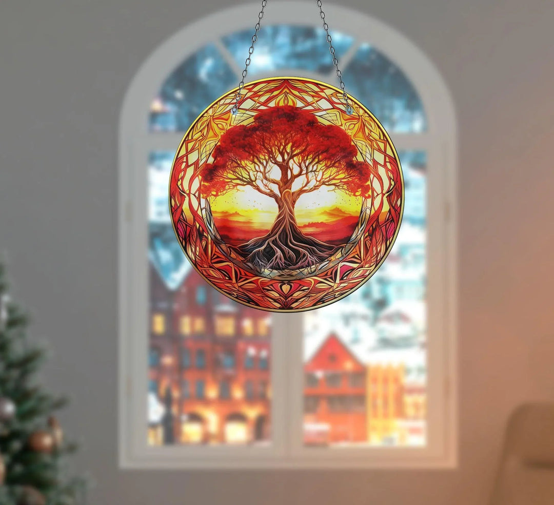 Red Life of tree Suncatcher Brighten Any Space with Glass Suncatchers | Myphotostation