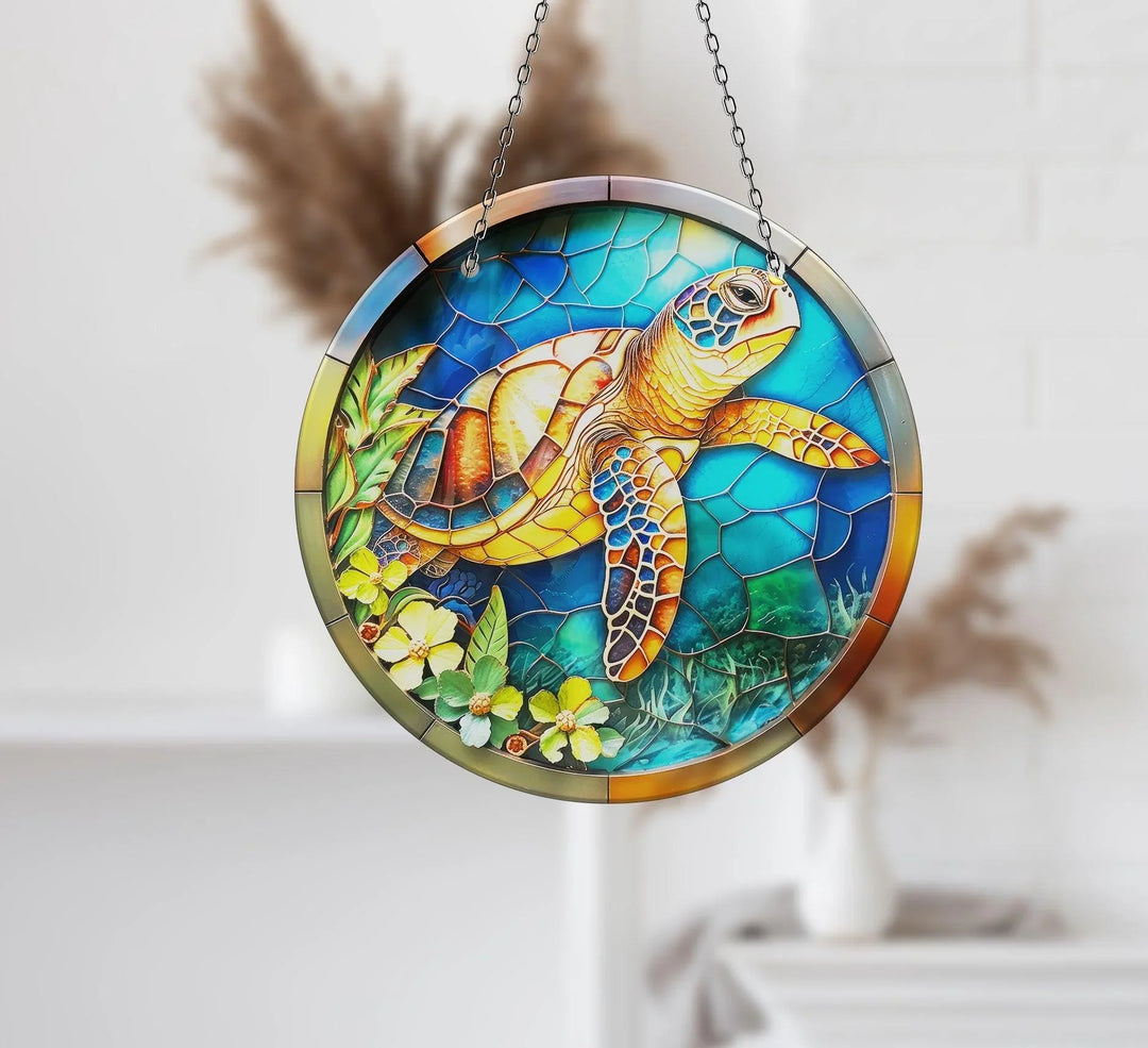 Seaturtle Suncatcher Decor Add Color with Stained Glass Suncatchers for Home | Myphotostation
