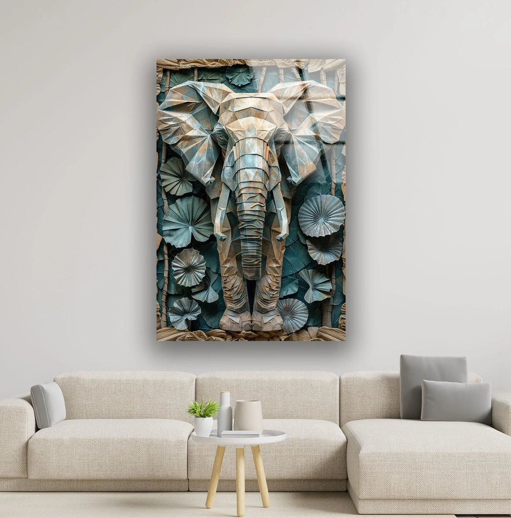 Stained Design Elephant Figure Glass Wall Art - MyPhotoStation