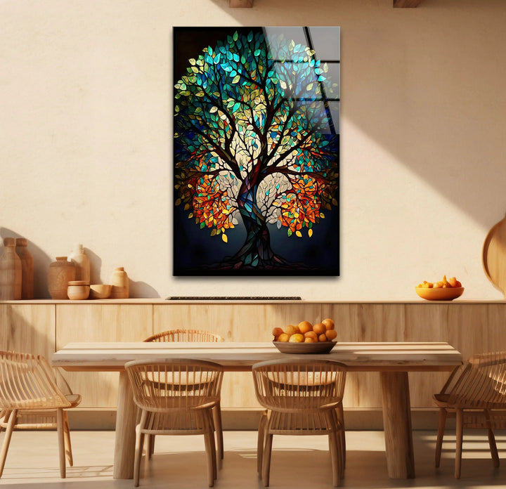 Stained Glass Tree of Life Wall Art – Multicolor Glass Print for Spiritual and Nature-Inspired Decor - MyPhotoStation