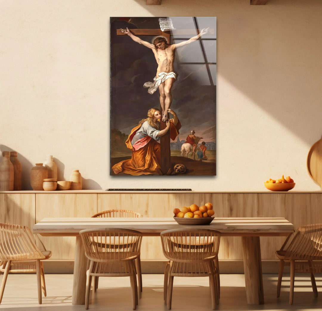 Jesus Crucifixion Wall Art – Religious Glass Print of Calvary Scene for Faith-Inspired Decor - MyPhotoStation