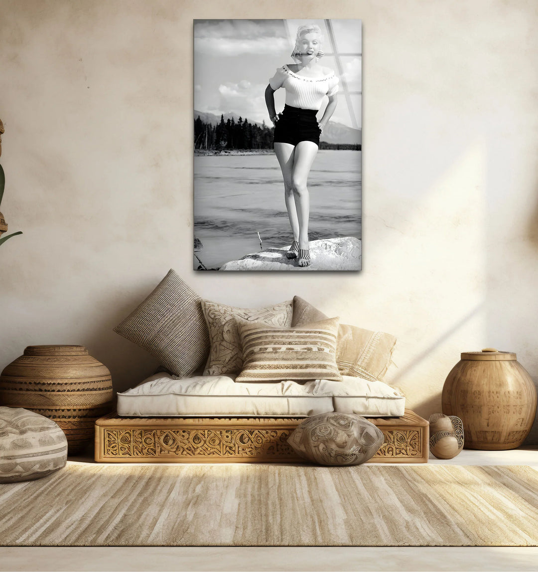 Add sophistication to your space with Marilyn Monroe in Alberta black and white framed art, blending style with classic charm.