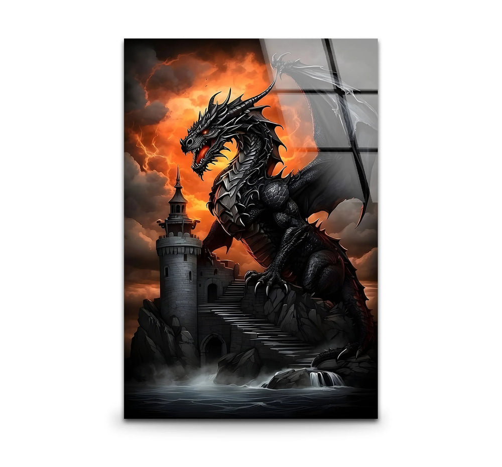 Dark Dragon: A powerful dragon with intense detail, perfect for bold fantasy decor.