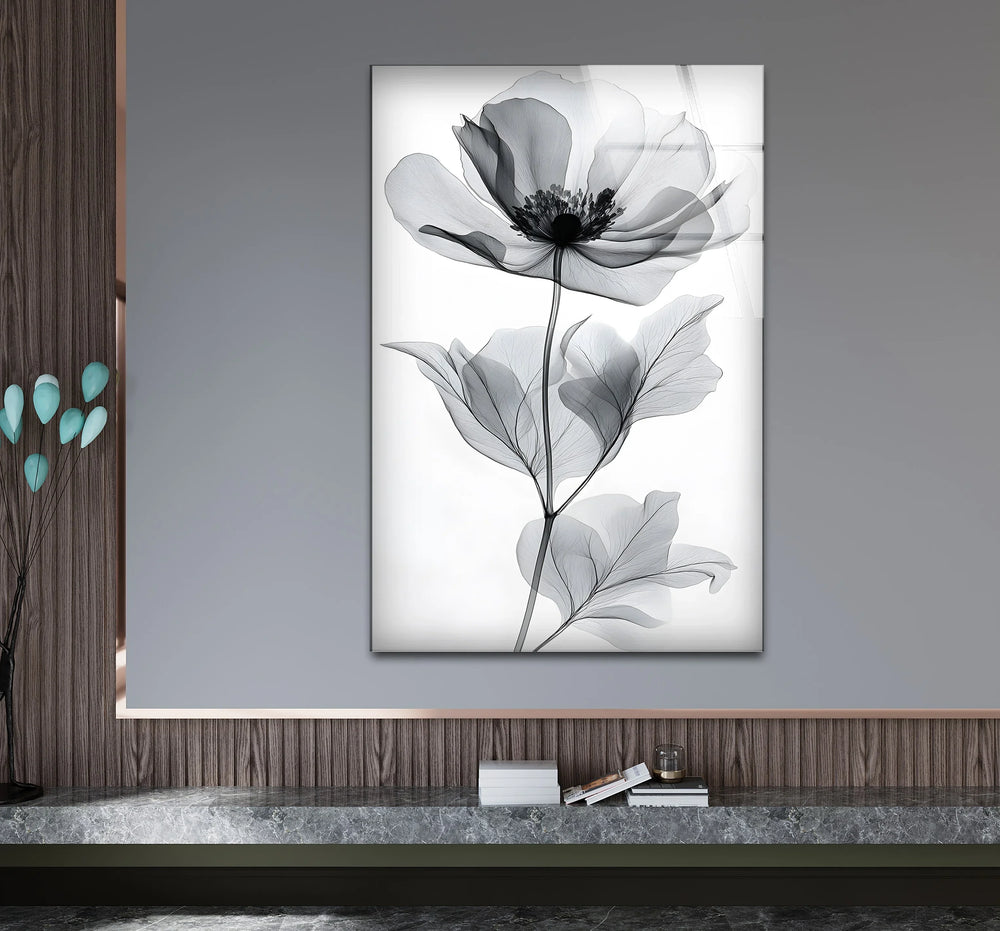 Stylish black and white wall art showcasing an elegant flower design in a watercolor style