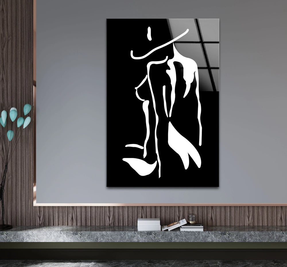 Sexy art on glass featuring bold erotic drawings and sensual aesthetics