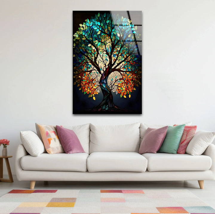 Stained Glass Tree of Life Wall Art – Multicolor Glass Print for Spiritual and Nature-Inspired Decor - MyPhotoStation
