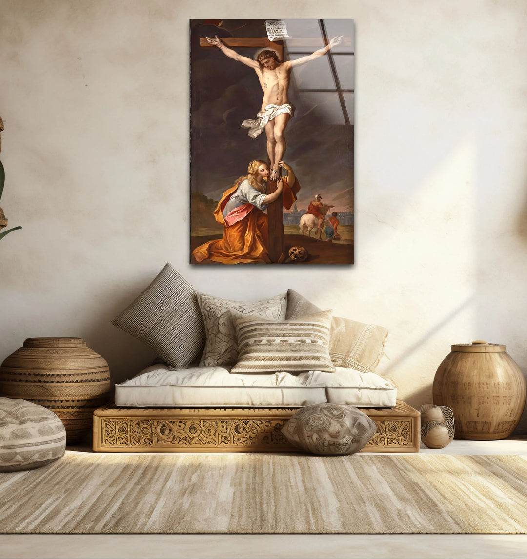 Jesus Crucifixion Wall Art – Religious Glass Print of Calvary Scene for Faith-Inspired Decor - MyPhotoStation