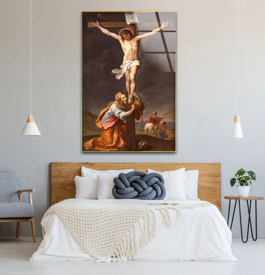 Jesus Crucifixion Wall Art – Religious Glass Print of Calvary Scene for Faith-Inspired Decor - MyPhotoStation