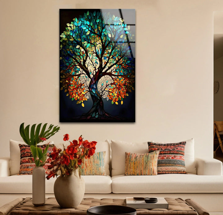 Stained Glass Tree of Life Wall Art – Multicolor Glass Print for Spiritual and Nature-Inspired Decor - MyPhotoStation