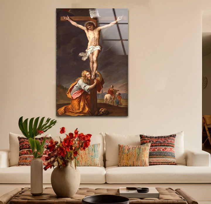 Jesus Crucifixion Wall Art – Religious Glass Print of Calvary Scene for Faith-Inspired Decor - MyPhotoStation