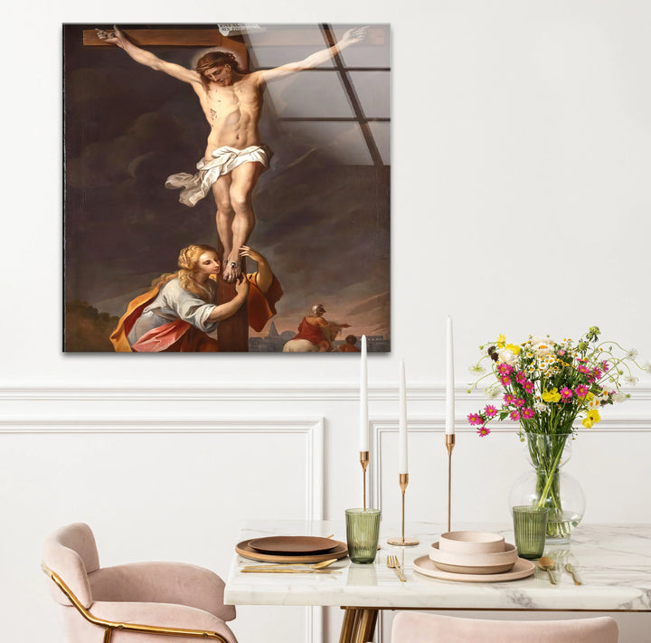 Jesus Crucifixion Wall Art – Religious Glass Print of Calvary Scene for Faith-Inspired Decor - MyPhotoStation