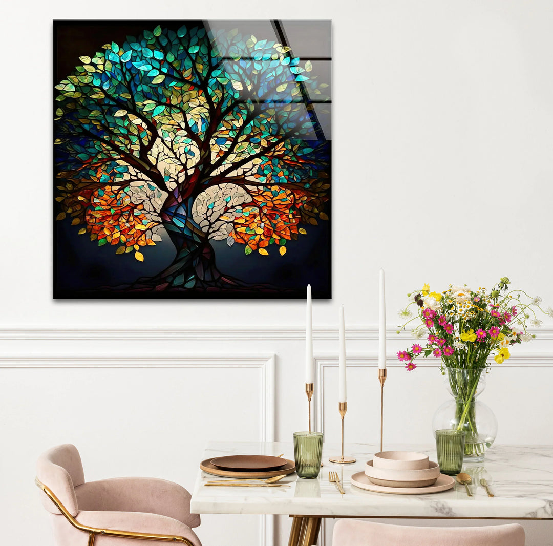 Stained Glass Tree of Life Wall Art – Multicolor Glass Print for Spiritual and Nature-Inspired Decor - MyPhotoStation