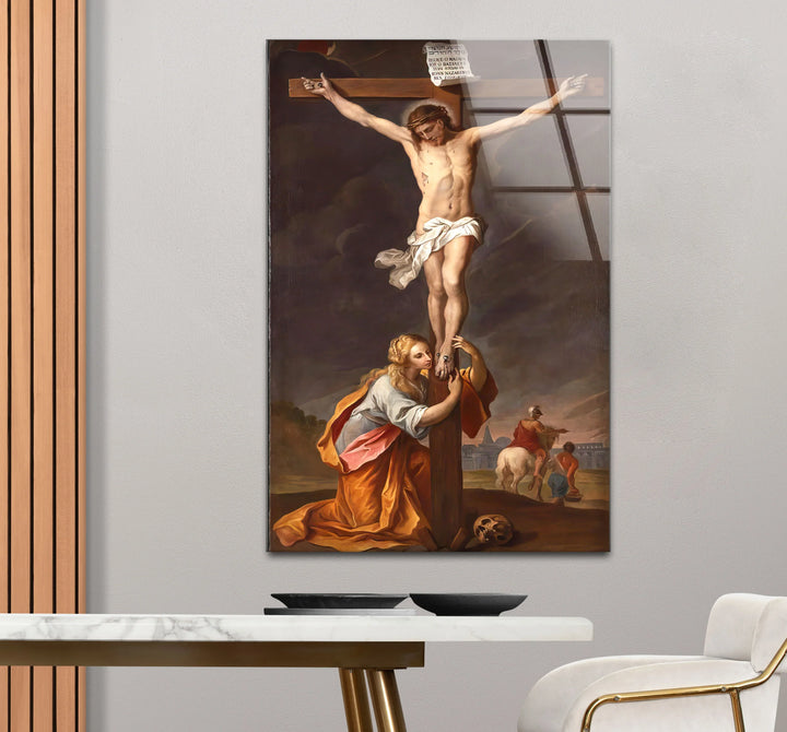 Jesus Crucifixion Wall Art – Religious Glass Print of Calvary Scene for Faith-Inspired Decor - MyPhotoStation