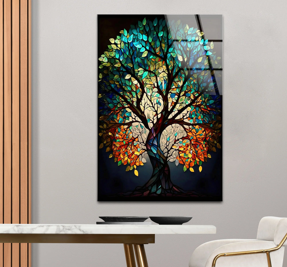 Stained Glass Tree of Life Wall Art – Multicolor Glass Print for Spiritual and Nature-Inspired Decor - MyPhotoStation