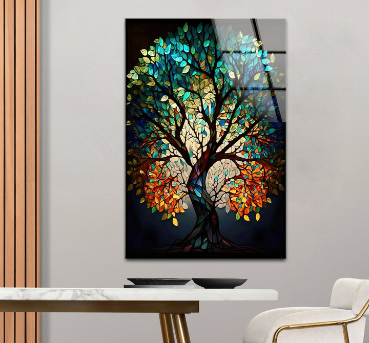 Stained Glass Tree of Life Wall Art – Multicolor Glass Print for Spiritual and Nature-Inspired Decor - MyPhotoStation