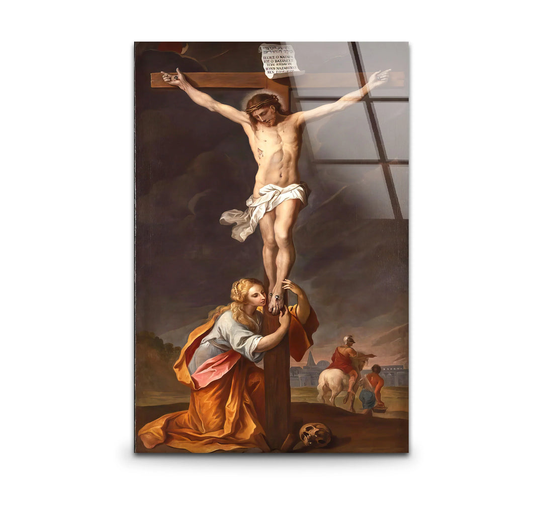 Jesus Crucifixion Wall Art – Religious Glass Print of Calvary Scene for Faith-Inspired Decor - MyPhotoStation