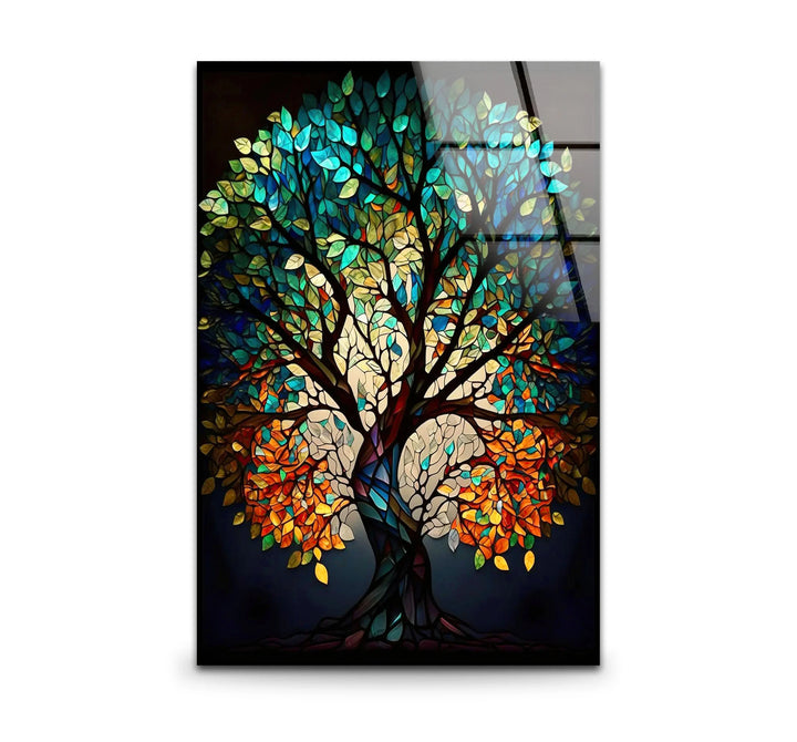 Stained Glass Tree of Life Wall Art – Multicolor Glass Print for Spiritual and Nature-Inspired Decor - MyPhotoStation