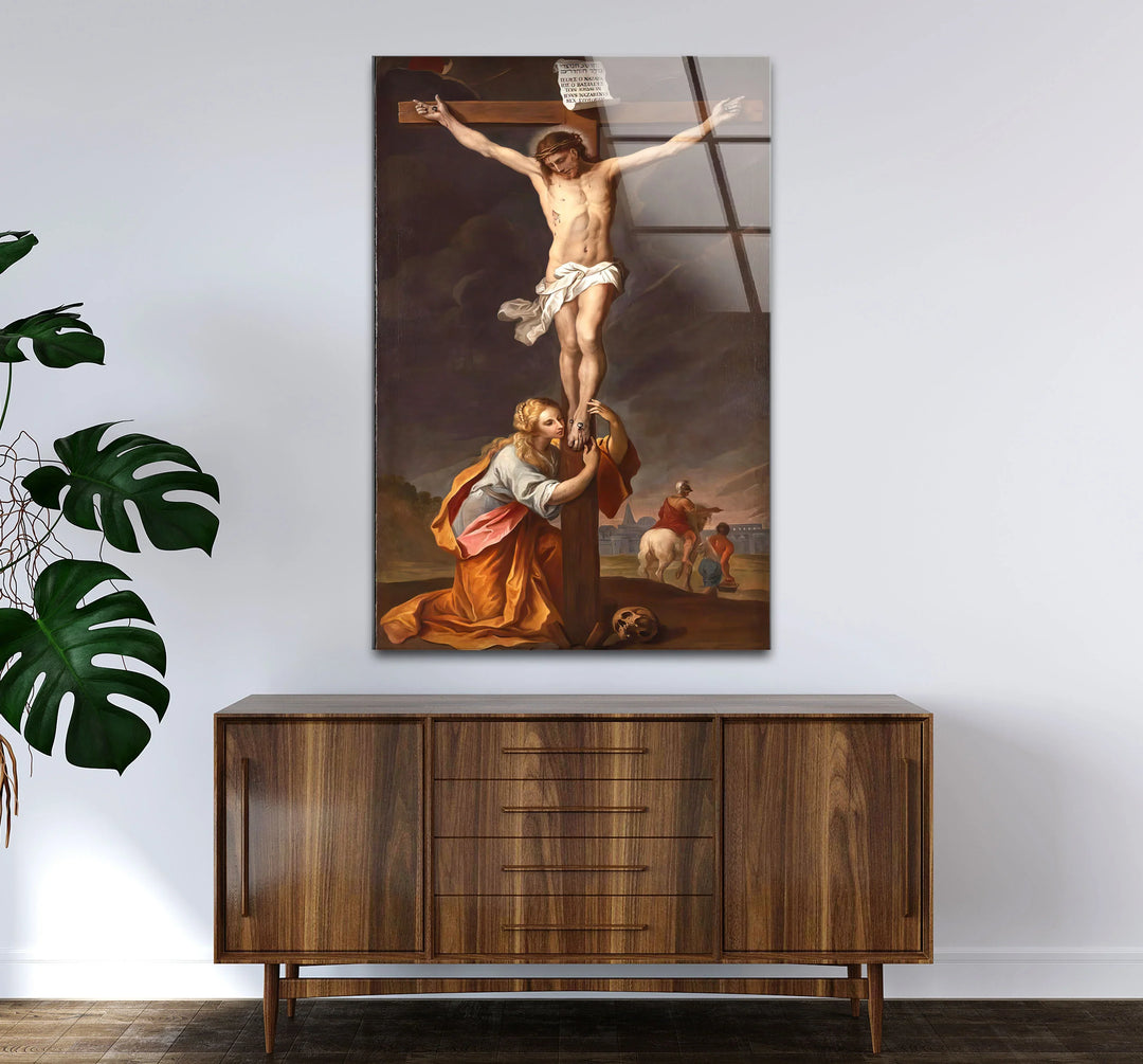 Jesus Crucifixion Wall Art – Religious Glass Print of Calvary Scene for Faith-Inspired Decor - MyPhotoStation