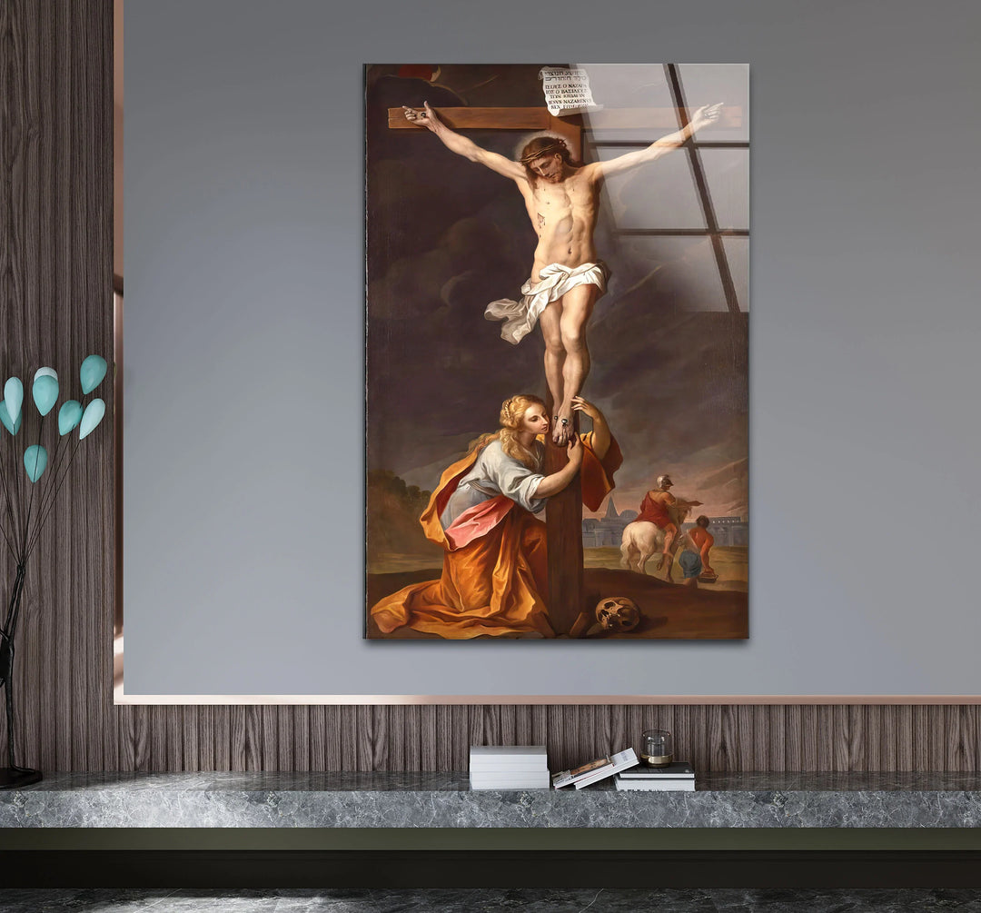 Jesus Crucifixion Wall Art – Religious Glass Print of Calvary Scene for Faith-Inspired Decor - MyPhotoStation