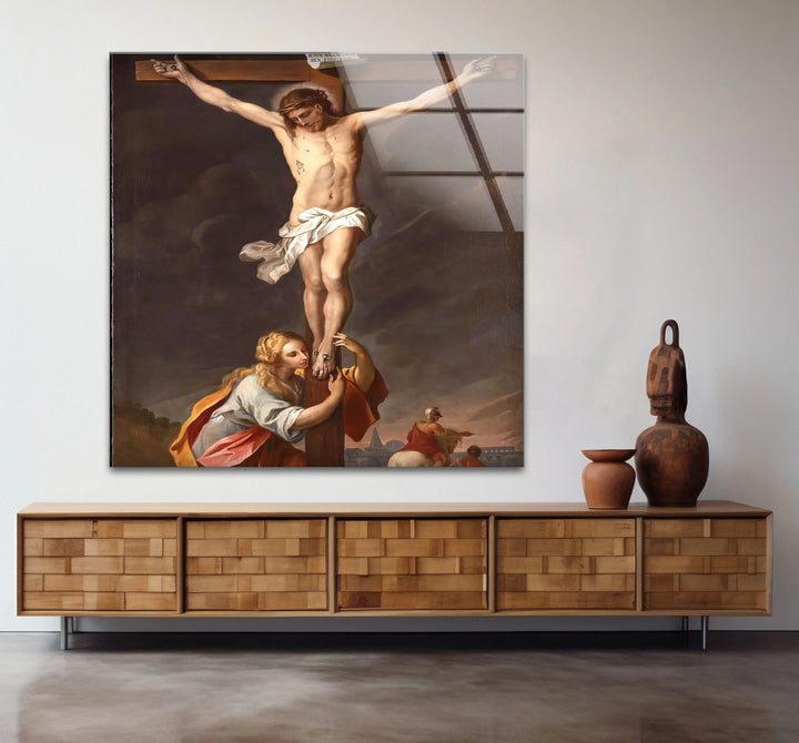 Jesus Crucifixion Wall Art – Religious Glass Print of Calvary Scene for Faith-Inspired Decor - MyPhotoStation
